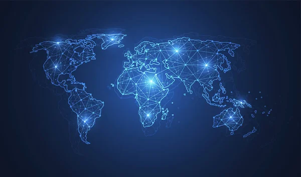Genel Bağlantısı Küresel Dünyasının Dünya Haritası Kompozisyon Kavramı Vektör Llüstrasyonu — Stok Vektör