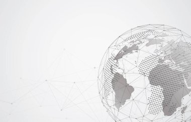Genel ağ bağlantısı. Küresel iş dünyasının dünya haritası ve kompozisyon kavramı. Vektör İllüstrasyonu