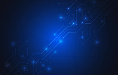 Abstract background with technology circuit board texture. Electronic motherboard illustration. Communication and engineering concept. Vector illustration