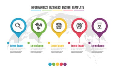 Infographics timeline colorful design template for business concept. Vector illustrator 