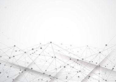 Noktaları ve çizgileri birleştiren soyut bir bağlantı. Bağlantı bilimi geçmişi. Vektör illüstrasyonu