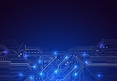 Abstract background with technology circuit board texture. Electronic motherboard illustration. Communication and engineering concept. Vector illustration
