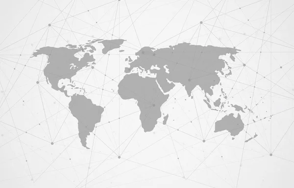 Connexion Réseau Mondial World Map Point Line Composition Concept Global — Image vectorielle