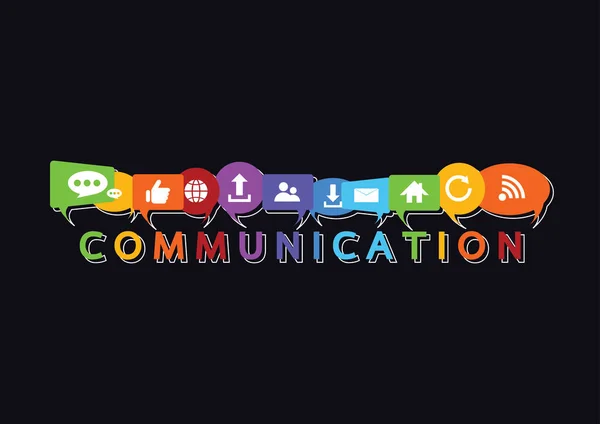 Illustration Vectorielle Concept Communication Mot Communication Avec Des Bulles Dialogue — Image vectorielle