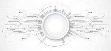 Teknoloji nokta ve çizgi devre kartı desenli soyut 3D tasarım arka planı. Modern mühendislik, fütüristik, bilim iletişimi kavramı. Vektör illüstrasyonu