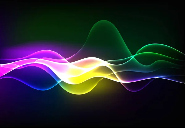 Modern Speaking Sound Waves Oscillating Dark Blue Light Abstract Technology — Archivo Imágenes Vectoriales
