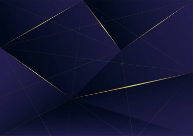 Abstract polygonal pattern luxury golden line with dark blue template background. premium style for poster, cover, print, artwork. Vector illustration