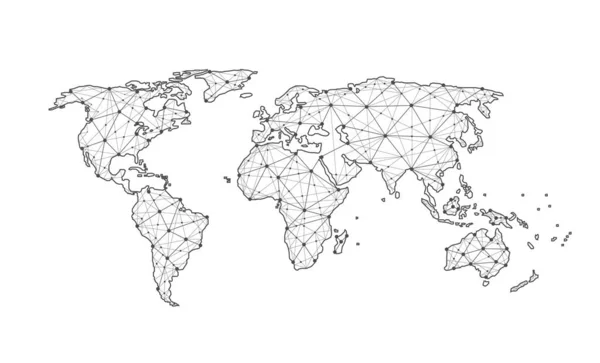 Connexion Réseau Mondial World Map Point Line Composition Concept Global — Image vectorielle