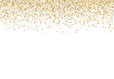 Sparkling glitter. Falling gold dust isolated on white background for Party, Wedding, Posters, Card, Christmas, New Year, Happy birthday. Vector illustration