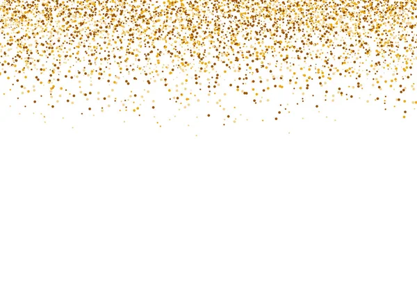 Sparkling Glitter Falling Gold Dust Isolated White Background Party Wedding — Vettoriale Stock