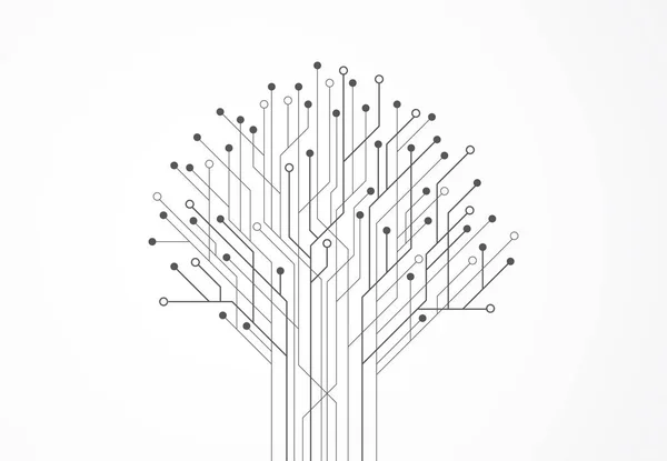 Teknoloji Ağacı Devre Kartı Dokusuyla Soyut Bir Arkaplan Elektronik Anakart — Stok Vektör
