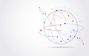 Genel ağ bağlantısı. Küresel iş dünyasının dünya haritası ve kompozisyon kavramı. Vektör İllüstrasyonu