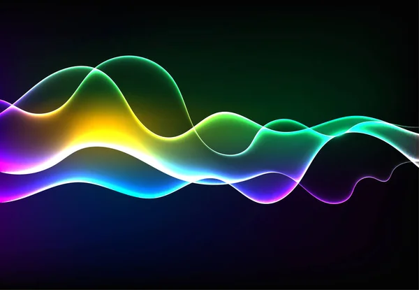 Modern Speaking Sound Waves Oscillating Dark Blue Light Abstract Technology — Vetor de Stock