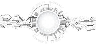 Teknoloji nokta ve çizgi devre kartı desenli soyut 3D tasarım arka planı. Modern mühendislik, fütüristik, bilim iletişimi kavramı. Vektör illüstrasyonu