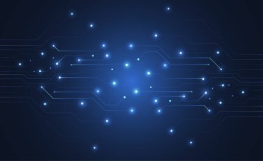 Abstract background with technology circuit board texture. Electronic motherboard illustration. Communication and engineering concept. Vector illustration