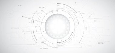 Teknoloji nokta ve çizgi devre kartı desenli soyut 3D tasarım arka planı. Modern mühendislik, fütüristik, bilim iletişimi kavramı. Vektör illüstrasyonu
