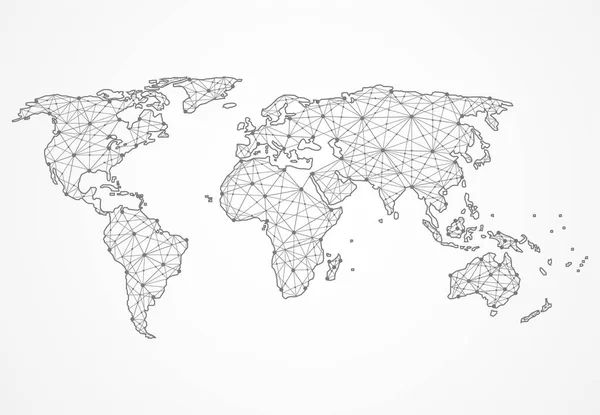 Connexion Réseau Mondial World Map Point Line Composition Concept Global — Image vectorielle