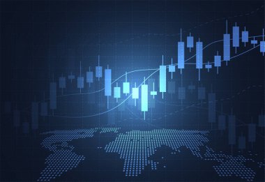 Business candle stick graph chart of stock market investment trading on white background design. Bullish point, Trend of graph. Vector illustration