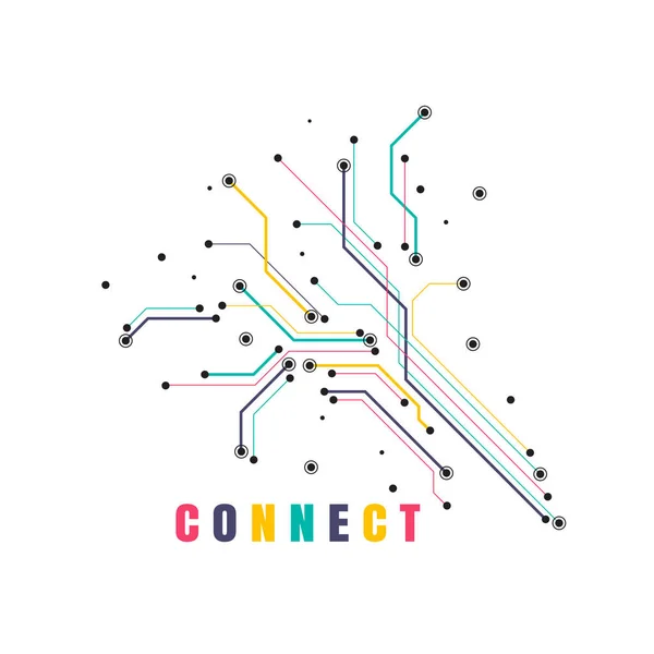 Creative Connection Icon Logo Design Made Geometric Structure Dot Line — Stok Vektör