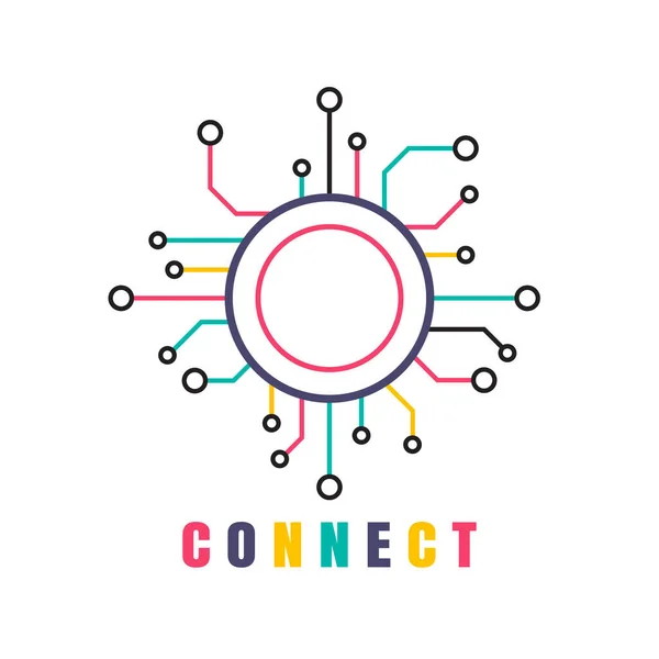 Creative Connection Icon Logo Design Made Geometric Structure Dot Line — Stok Vektör