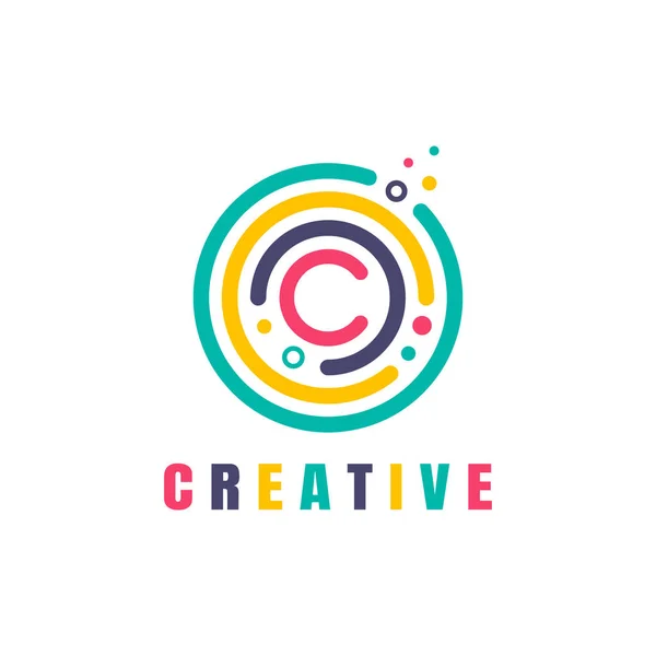 Creative Connection Icon Logo Design Made Geometric Structure Dot Line — Stockvektor