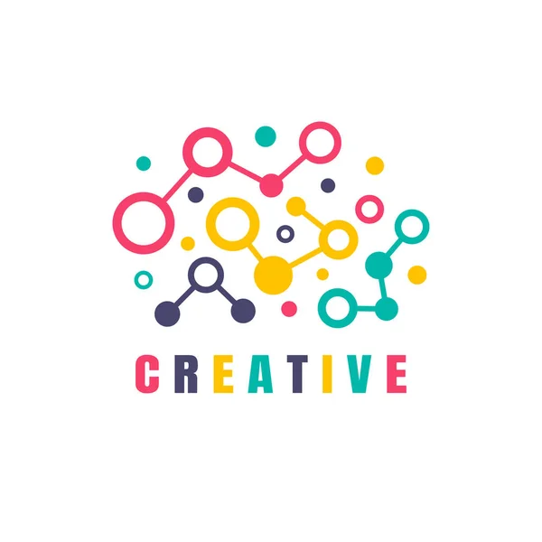 Brain Creative Idea Colorful Geometric Structure Dot Line Connection Education — Vector de stock