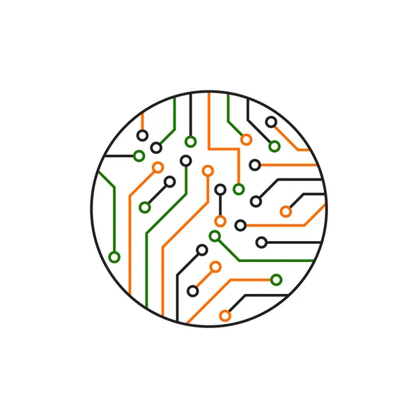 Abstract Network Connection Circuit Board Icon Logo Design Vector Illustration — Stok Vektör