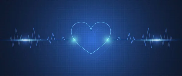 Heart Pulse Line Banner Vector Illustration — Archivo Imágenes Vectoriales