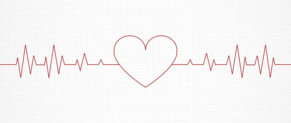 Heart Pulse Line Banner Vector Illustration — Stock Vector
