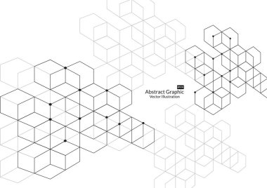 Soyut kutuları arka plan. Modern teknoloji ile kare kafes. Geometrik çizgilerle beyaz arka plan üzerinde. Küp hücre. Vektör çizim