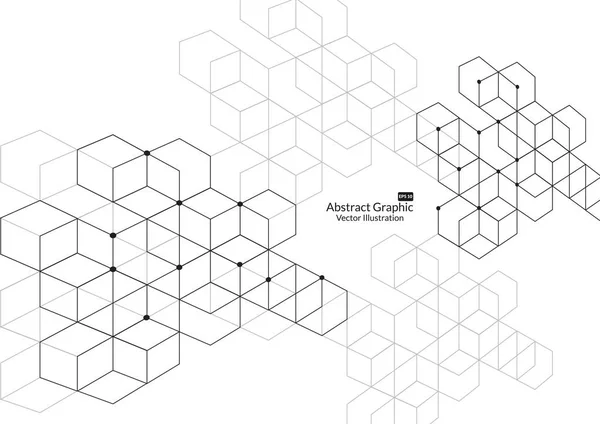 ボックス背景を抽象化します 正方形のメッシュと現代の技術 幾何学的な線と白い背景の上 キューブのセルです ベクトル図 — ストックベクタ