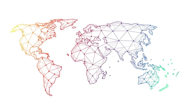 Conexión Red Global World Map Point Line Composition Concept Global — Vector de stock