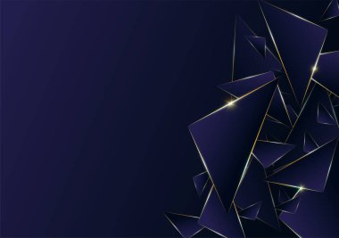 Abstract polygonal pattern luxury golden line with dark blue template background. premium style for poster, cover, print, artwork. Vector illustration