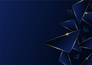 Abstract polygonal pattern luxury golden line with dark blue template background. premium style for poster, cover, print, artwork. Vector illustration