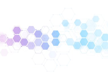 Abstract hexagonal molecular structures in technology background and science style. Medical design. Vector illustration