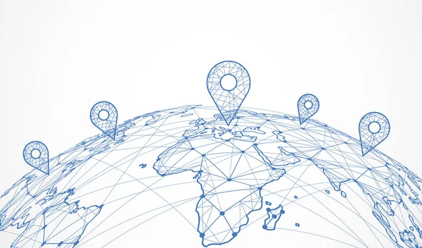 Conexão Rede Global World Map Point Line Composition Concept Global — Vetor de Stock