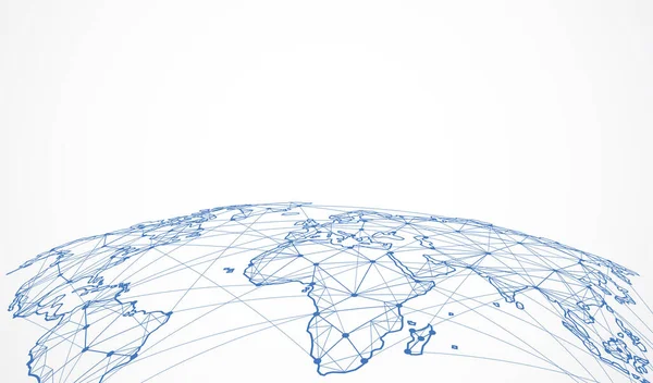 Connessione Rete Globale Mappa Del Mondo Punto Linea Concetto Composizione — Vettoriale Stock