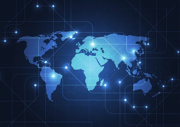 Global Network Business Connection World Map Point Line Composition Concept — Vector de stock
