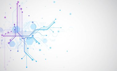 Abstract background with technology circuit board texture. Electronic motherboard illustration. Communication and engineering concept. Vector illustration