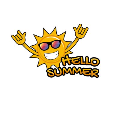 Hello Summer. Sun smile design. Vector illustration