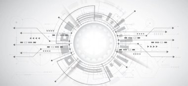 Teknoloji nokta ve çizgi devre kartı desenli soyut 3D tasarım arka planı. Modern mühendislik, fütüristik, bilim iletişimi kavramı. Vektör illüstrasyonu