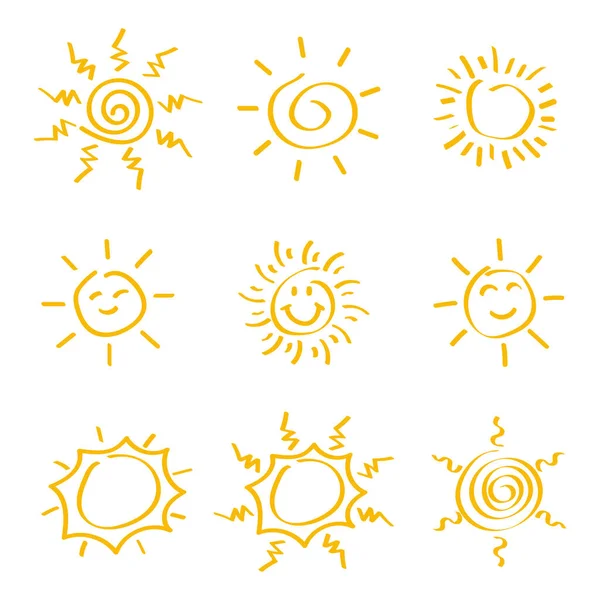 Набор Солнечных Икон Коллекция Солнечных Лучей Векторная Иллюстрация — стоковый вектор