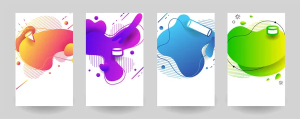 Set Abstract Colorful Liquid Geometric Shape Fluid Gradient Design Banner — Archivo Imágenes Vectoriales