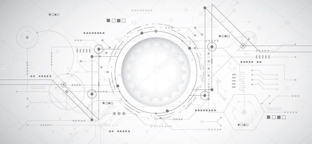 Abstract 3d design background with technology dot and line circuit board texture. Modern engineering, futuristic, science communication concept. Vector illustration