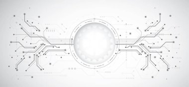 Teknoloji nokta ve çizgi devre kartı desenli soyut 3D tasarım arka planı. Modern mühendislik, fütüristik, bilim iletişimi kavramı. Vektör illüstrasyonu