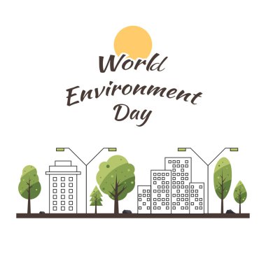World Environment Day concept with Save the world. Nature or Healthy. Eco friendly design. Vector illustration