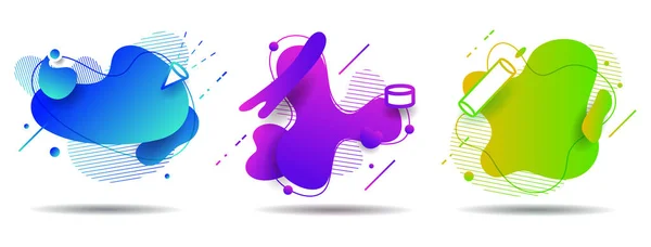 Set Abstract Colorful Liquid Geometric Shape Fluid Gradient Design Banner — 스톡 벡터