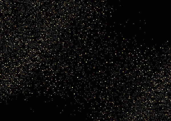 Gold Glitter Texture Isolated Black Background Particles Color Celebratory Golden — Vector de stock