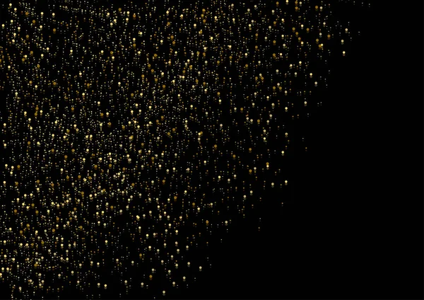 Gold Glitter Texture Isolated Black Background Particles Color Celebratory Golden — Vettoriale Stock