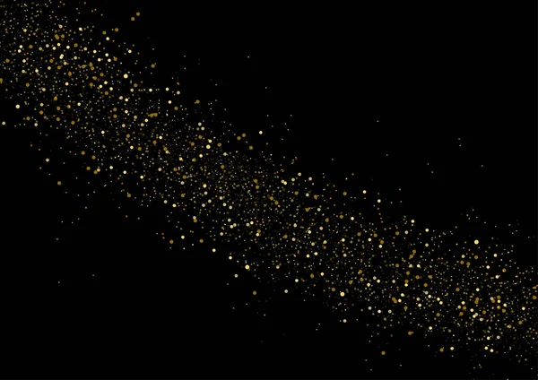 Gold Glitter Texture Isolated Black Background Particles Color Celebratory Golden — Vector de stock